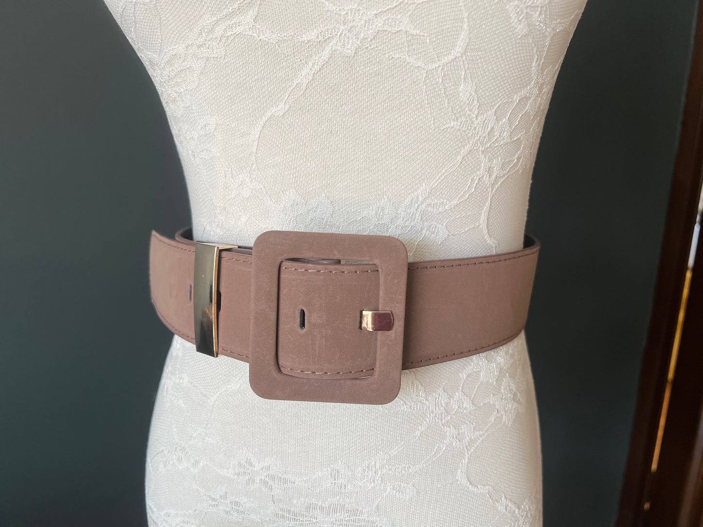 Taupe Wide Buckle Belt