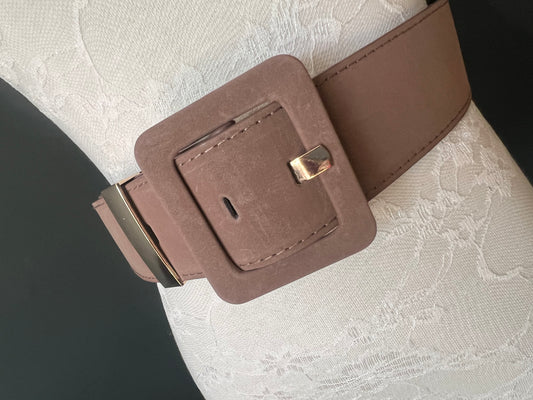 Taupe Wide Buckle Belt