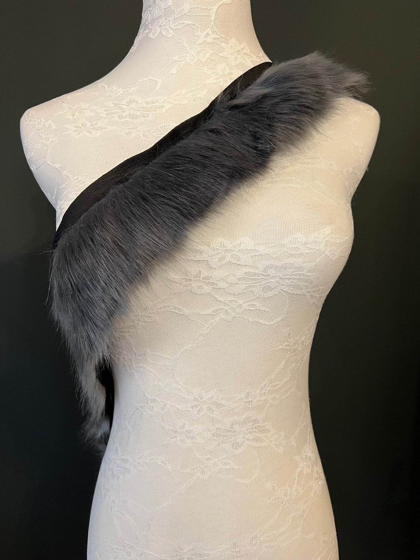 8cm Wide, Faux Fur Trim, Sew on Faux Fur, Grey Fur Trimming