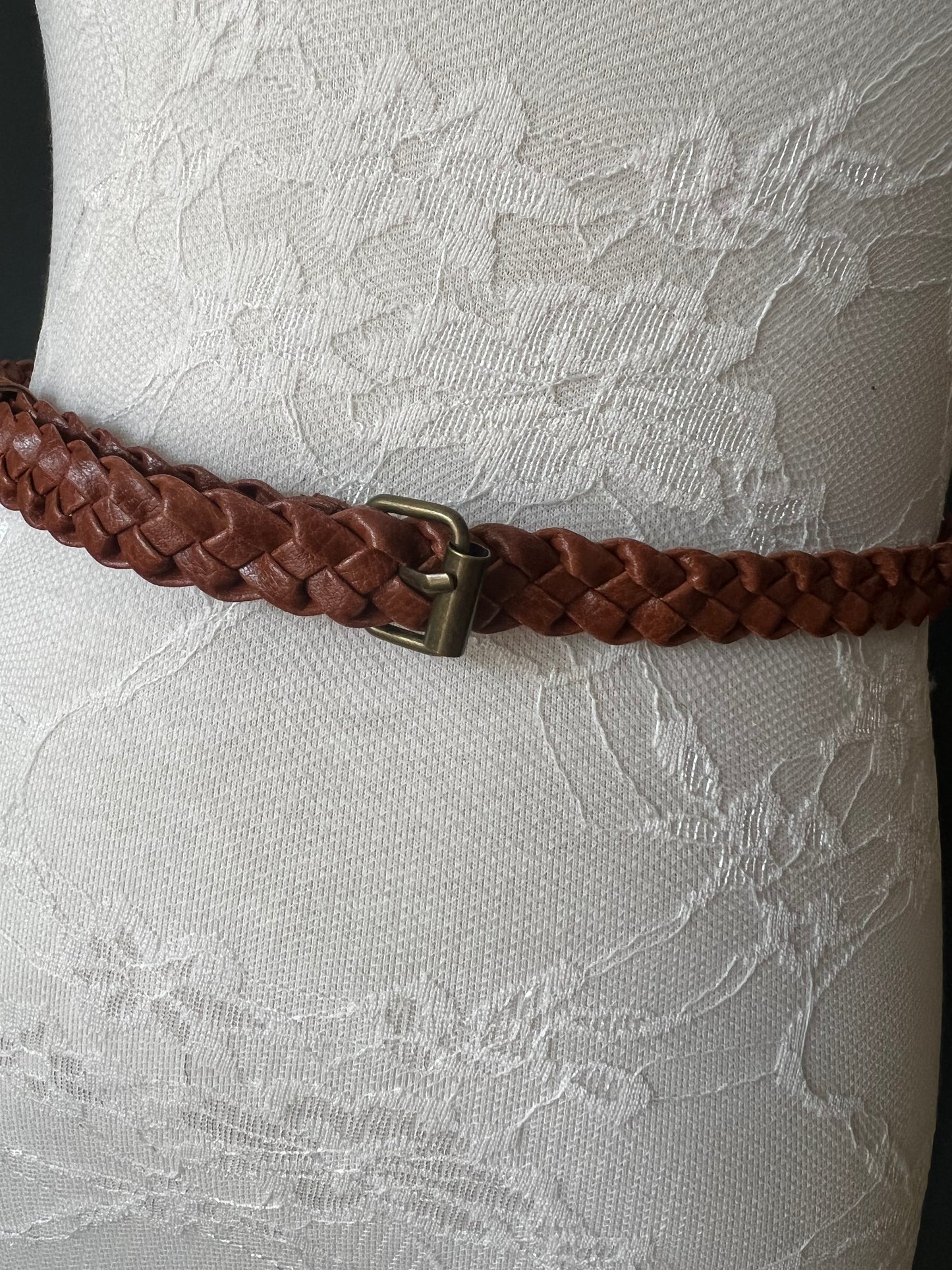 Tan Faux Leather Plaited Belt